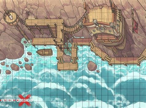 Crossheadstudios Pirate Hideout Dungeon Entrance Battlemap For Dandd