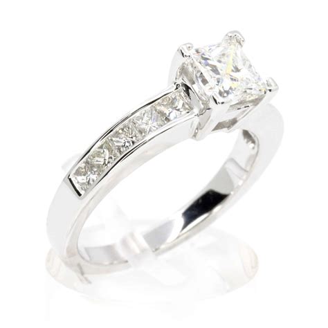 18ct White Gold Certified Princess Cut Diamond Ring Allgem Jewellers