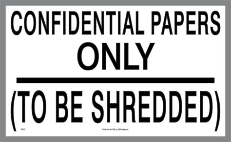 Confidential Papers Decal For Those Papers To Be Shredded