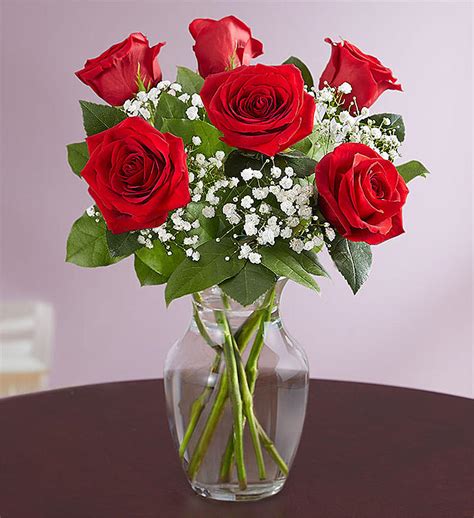 6 Red Roses In A Vase In Springfield Il Fridayz Flower Shop