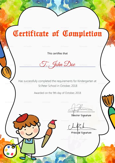 Since the text is editable you can customize them for any framework. Preschool Diploma Completion Certificate Design Template ...