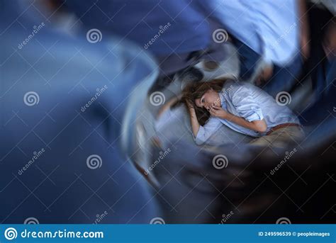 Its All Too Much Shot Of A Young Woman Curled Up On The Floor In A