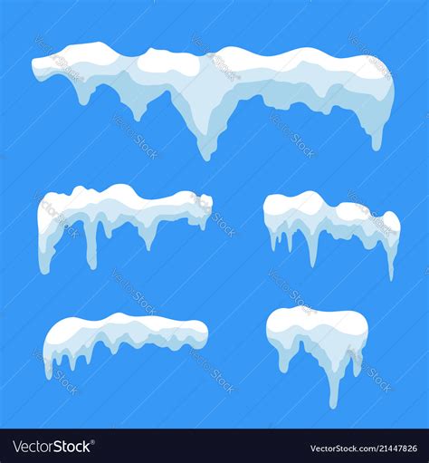 Snow Ice Icicle Set Winter Design White Blue Vector Image