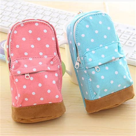 Cute Kawaii Dot Boys Pencil Case Fabric Pencil Bag Pen Box For Girls