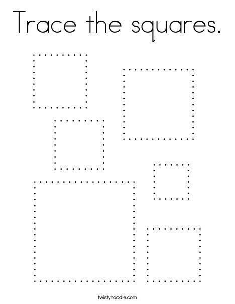 Trace The Squares Coloring Page Twisty Noodle Shape Worksheets For