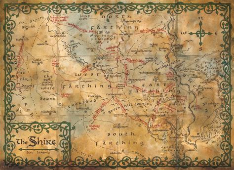 Map Of The Shire Middle Earth Wall Mural The Hobbit The Hobbit Map