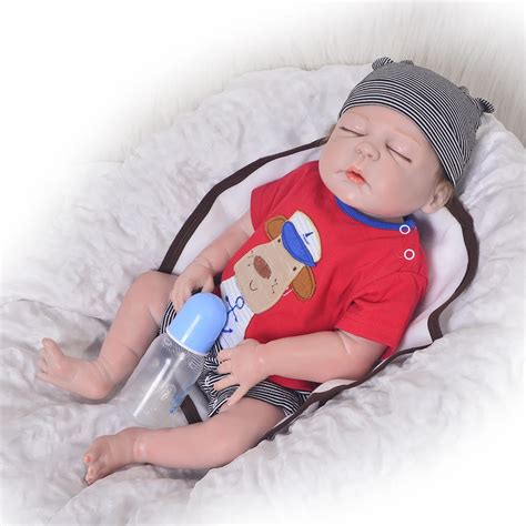 23 Inch Full Body Silicone Vinyl Sleeping Boy Reborn Baby Doll Toys