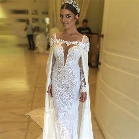 Illusion Plunging V Neck Long Sleeves Lace Sheath Wedding Dress With