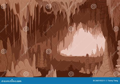 Cartoon Cave Nature Limestone Stalactites And Stalagmites Geology