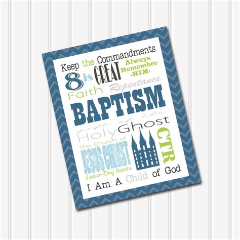 Lds Baptism T Subway Art Printable 8x10 5 Designs Included Etsy