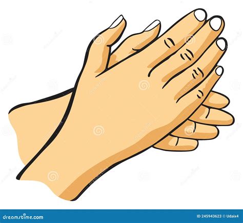 Pair Of Right And Left Human Hands Clapping Or Rubbing Or Washing