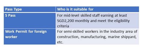 Types Of Singapore Work Passes And Permit Jse Office