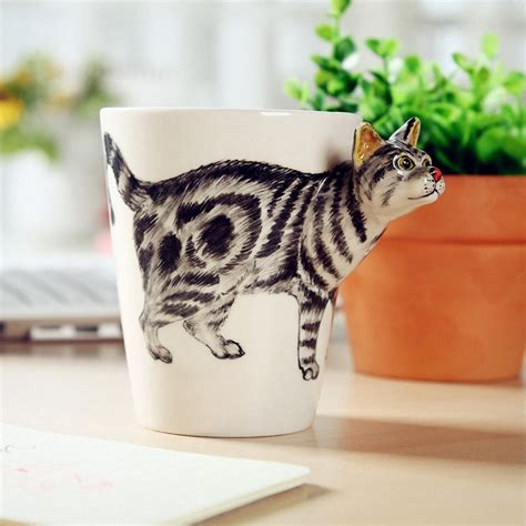 1 Pcs Lovely 3d Hand Painted Animal Cat Cup Coffee Mug Tea Mug Ceramic