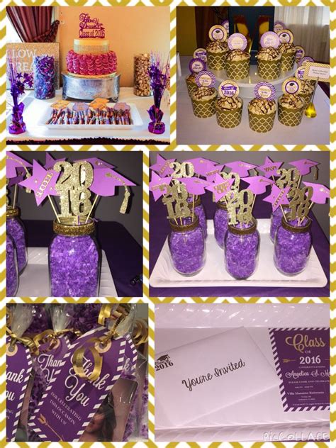 Purple and Gold Theme graduation party...for invitation, thank you tags
