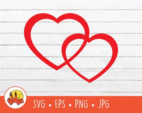 Two Hearts Svg Love Clipart Vector Double Hearts Cut File Etsy