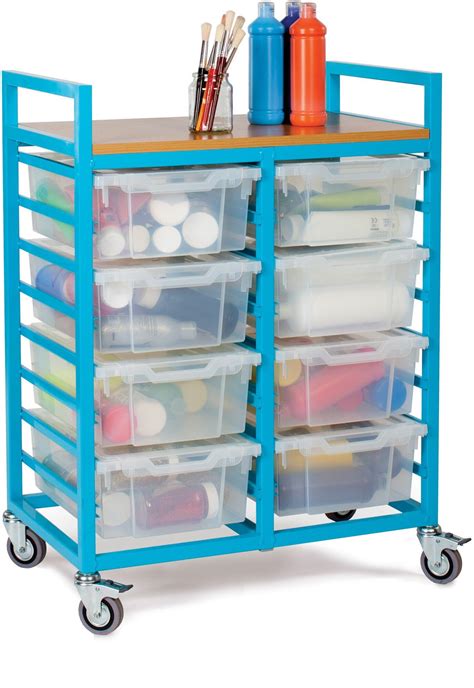 Art Storage Trolley With 8 Deep Trays And Lids