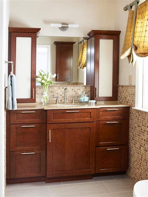 Art & crafts wood style is the good one of bathroom cabinet ideas. Seven Condo Bathroom Cabinet Renovations