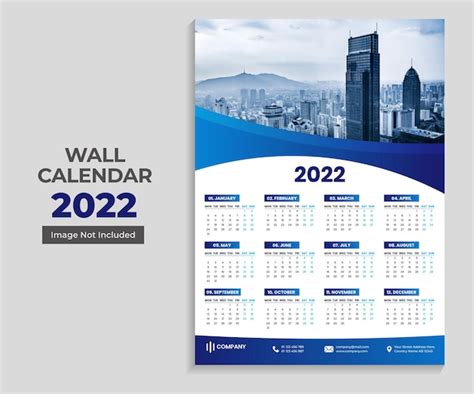 Premium Vector Unique Design 2022 Wall Calendar Template