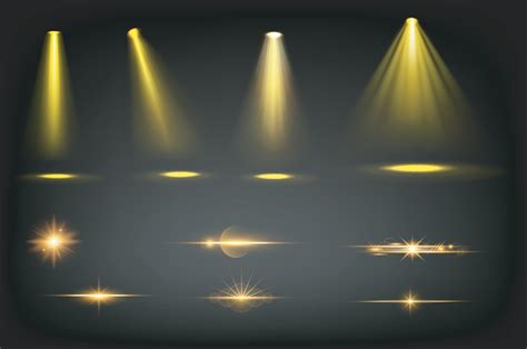 Stage Lights, Gold Spotlight Beams 2209282 Vector Art at Vecteezy