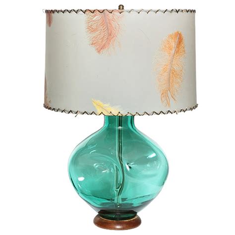 Winslow Anderson For Blenko Aqua Turquoise Pinched Art Glass Table Lamp 1950s For Sale At 1stdibs