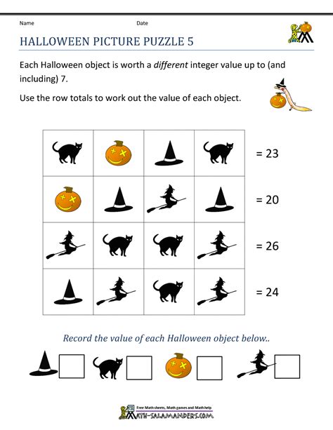 Halloween Math Worksheets 7th Grade
