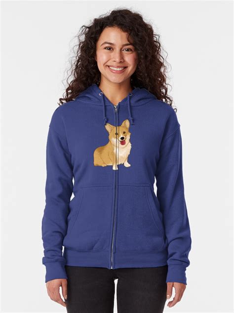 Cute Smiling Corgi Zipped Hoodie For Sale By Linafleer Redbubble