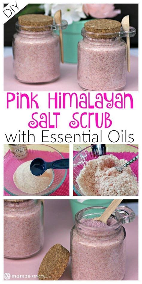 1 cup epsom salt 4 tablespoons sweet almond oil or grapeseed oil 3 tablespoons shea butter 2 ml tangerine essential oil 1 ml peppermint essential oil 1 ml eucalyptus essential oil. DIY Pink Himalayan Salt Scrub with Essential Oils | Diy ...