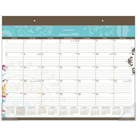 At A Glance Suzani Monthly Desk Pad Calendar Suzani