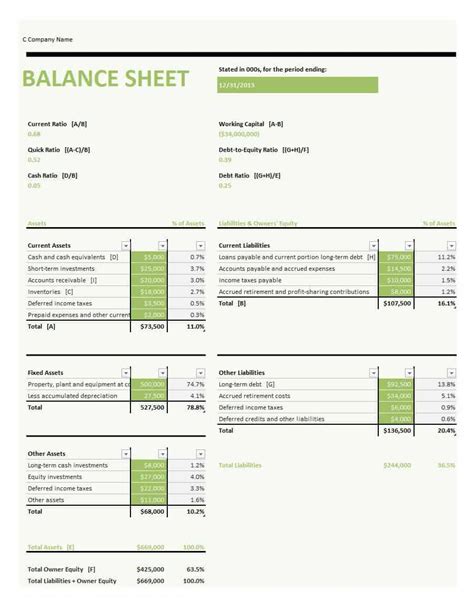 Free Excel Balance Sheet Template Excel Templates