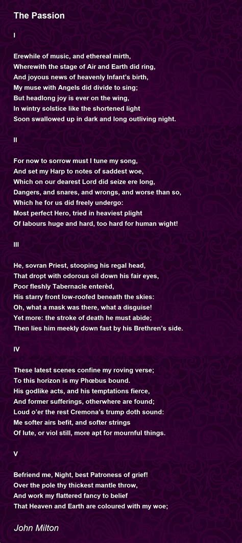 The Passion The Passion Poem By John Milton