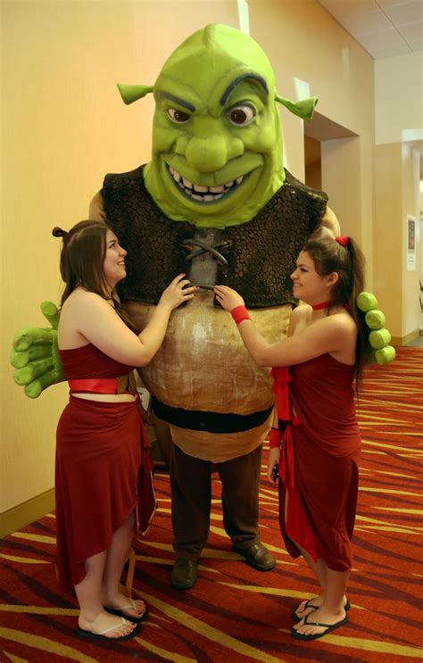 Shrek From His Cgi Movies Surrounded By Azula And Ty Lee From The