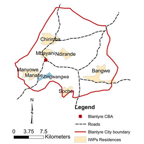 Map Of Blantyre City Showing Settlements Where Waste Pickers Resides