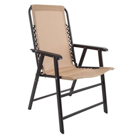 Pure Garden Beige Metal Folding Lawn Chair Hw1500046 The Home Depot