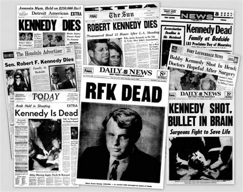 News Headlines From When Senator Bobby Kennedy Was Assassinated 1968