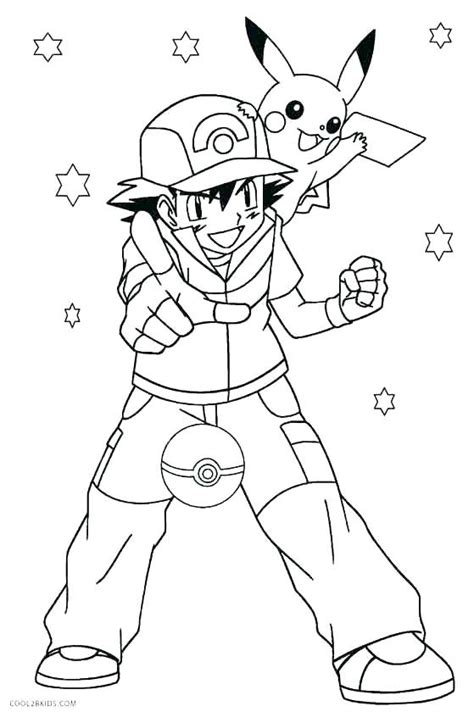 Pokemon Ash Coloring Pages Printable Sketch Coloring Page