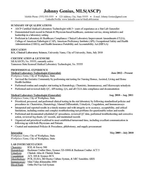 Efficient medical lab technician mlt with 4+ years of experience, skilled in equipment care and operation and training. Laboratory Technician Resume Sample, Laboratory Technician Resume Sample , laboratory technician ...