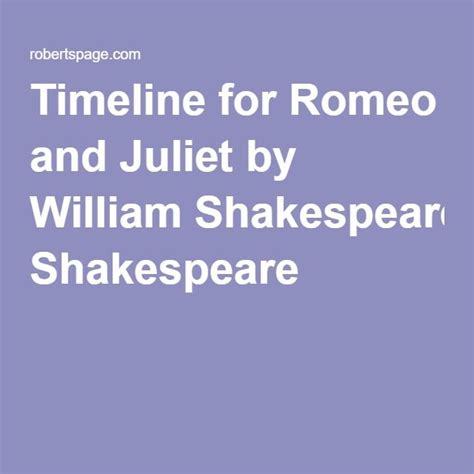 Timeline For Romeo And Juliet By William Shakespeare Juliet Romeo Shakespeare