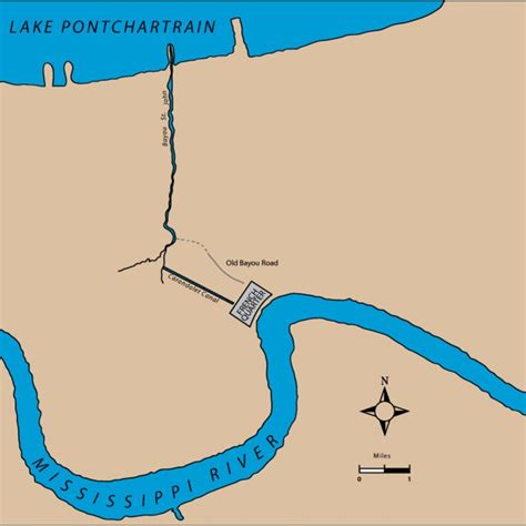 Eighteenth Century Map Showing Lake Pontchartrain Bayou St John And