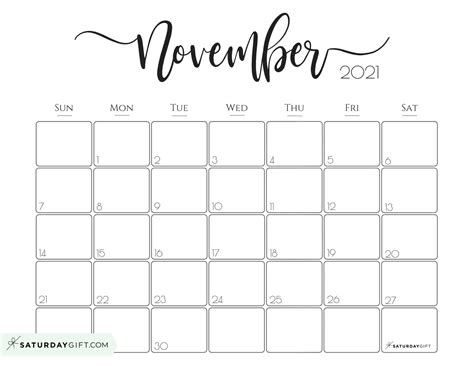 November 2021 Calendar To Print Calendar 2021