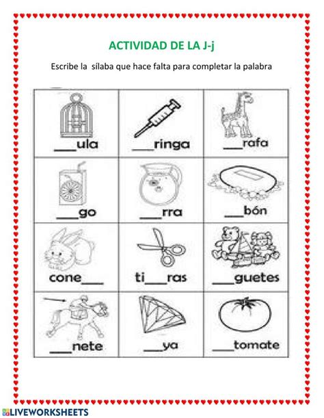 Spanish Worksheet With Pictures And Words