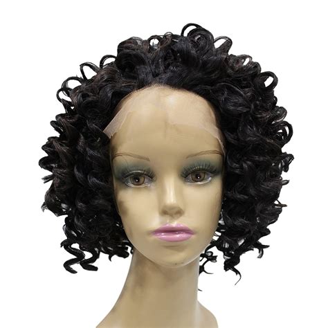 Mmuxuno Short Kinky Curly Lace Front Wig Womens Afro Wig