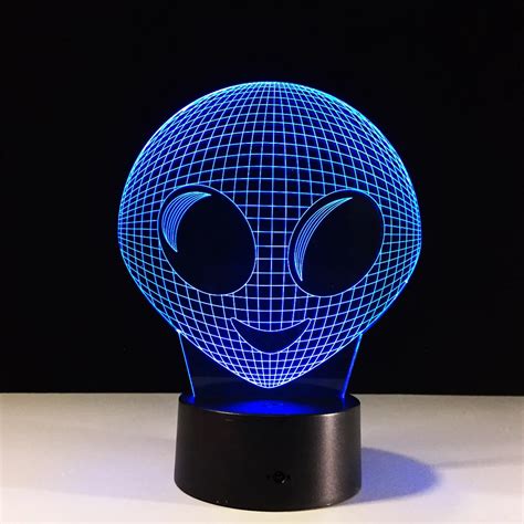 Aliens 3d Novelty Night Light 7 Colors Changing Usb Led 3d Lamp Acrylic