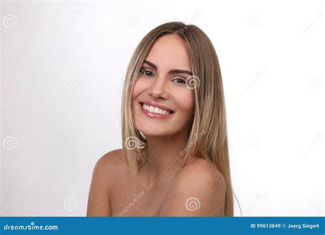 Beautiful Blond Woman With Naked Shoulders Stock Image Image Of Cosmetics Pure 99613849