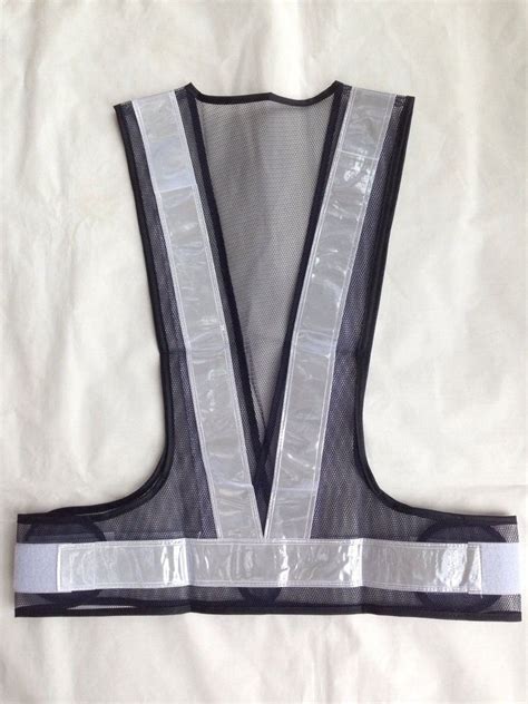 Navy blue led light up safety vest features: Navy color safety vest, made with white PVC reflective ...