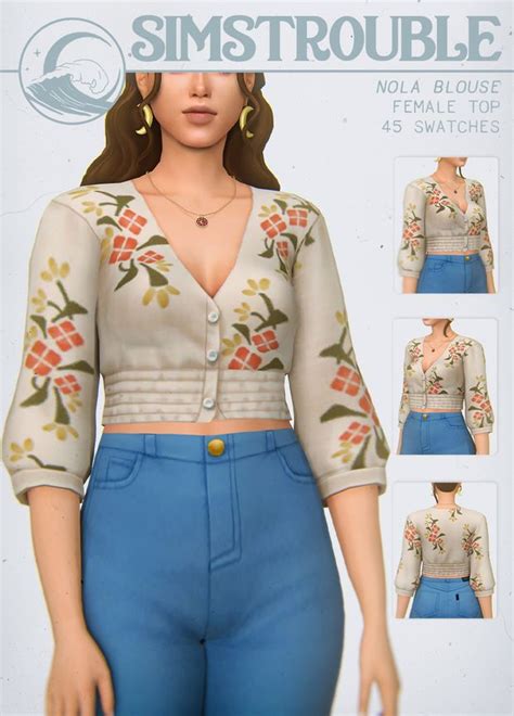 Nola Blouse By Simstrouble Simstrouble Sims 4 Sims Cottagecore