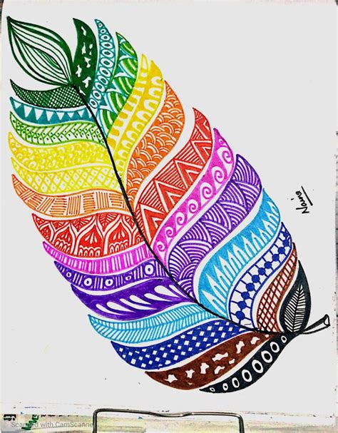 Leaf Doodle Art Colourful Leaf Art Sketch Pen Art Mandala Art