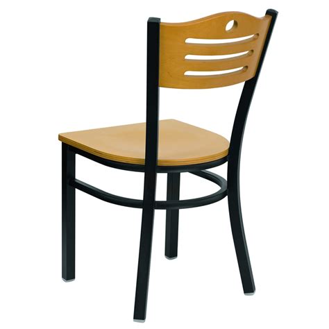 Commercial wood seating at wholesale low competitive pricing. HERCULES™ Black Slat Back Metal Restaurant Chair - Natural ...