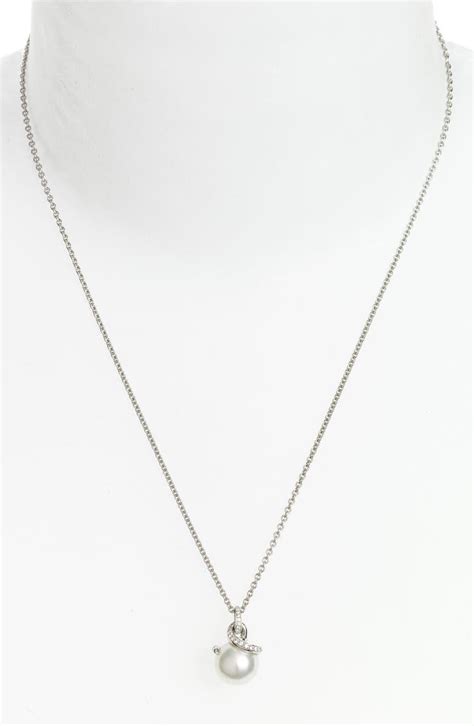 Mikimoto Twist White South Sea Pearl And Diamond Pendant Necklace