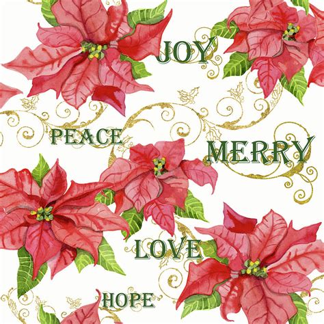 Elegant Poinsettia Floral Christmas Love Joy Peace Merry