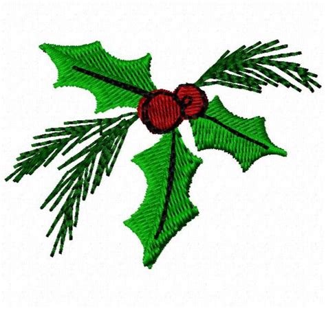 Holly Machine Embroidery Design Instant Download Etsy